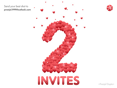 dribble Invite (Drafted) branding colors dribbble dribbble best shot giveaway graphics hello dribble hellodribbble icon illustrator invitation invites love minimal papercut popular popular shot valentine day valentines vector