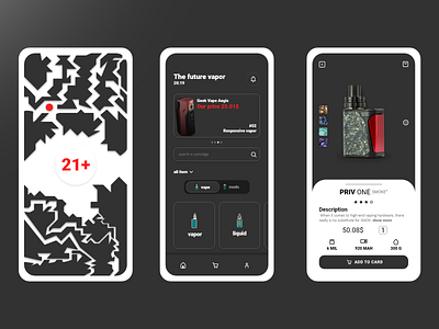 apps vape e commerce concept design design app designs e commerce ecommerce ecommerce app liquid mobile mobile app mobile ui modern plus smoke smoker ui ux vape vapor vector