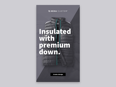 Insulated with premium down. apparel branding kiosk product design touchscreen ui ux vest