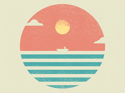 José Alvarenga alone boat design horizon illustration ocean sun sunset vector wacom