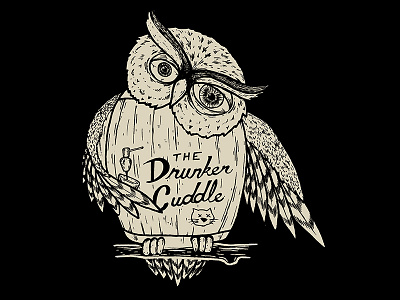 Owl barrel illustration owl pen and ink whiskey