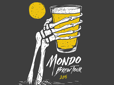 Brew Tour T-Shirt beer halloween hand illustration moon pint print screen shirt skeleton