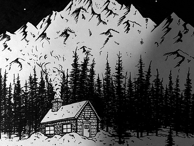Snowed In cabin forest mountain mountains night snow