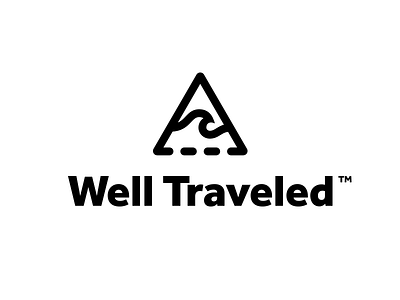 Well Traveled Logo branding desert identity logo mountain travel vector wave
