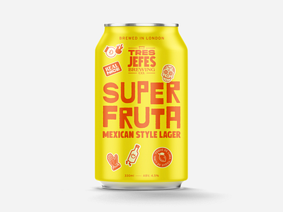 Super Fruta WIP beer can branding illustration mexican typography
