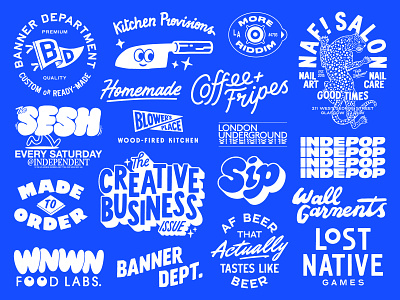 Logo, lettering and illustration round-up beverage branding design fmcg food illustration logo pcg typography vector