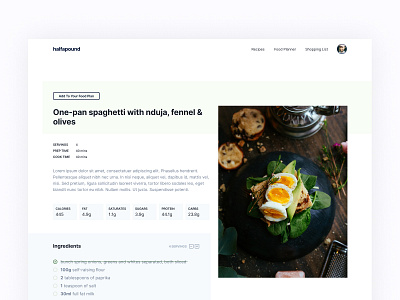 WIP: Recipe Overview Page food minimal recipe wip