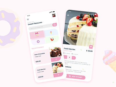 Sweet Pleasures -2 app design branding colors food app ui design ux ux desigbn