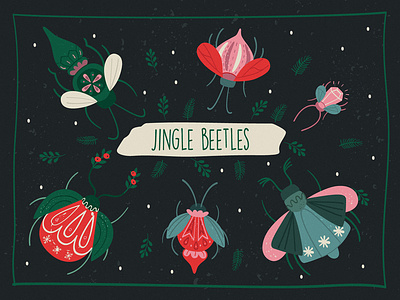 jingle beetles beetles character design christmas christmas card flat design greetingcard illustration illustration art illustrator newyear postcard poster art vector
