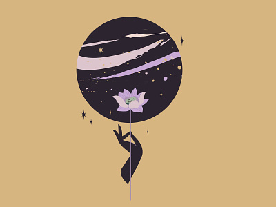 Midnight Lotus beauty branding cosmos flat design illustration illustrator lotus flower minimalism moon poster art vector vector art