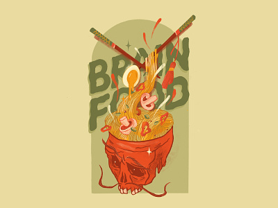Brain Food branding character design food art food drawing food illustration graphic design illustration art illustrator noodles illustration oriental packaging design