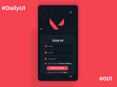 Daily UI #001 Sign Up app daily ui dailyui 001 game illustration signup ui uiux ux valorant
