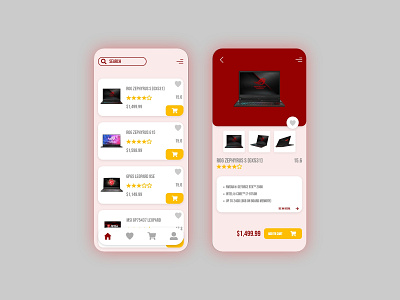 E-Commerce Notebook Gaming Mobile UI