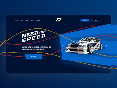 Need For Speed Landing Page Daily UI blue branding car clean dailyui design logo ui uiux web web design website white