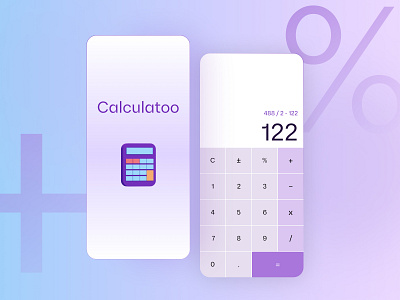 Calculatoo Mobile Apps dailyui design flat illustration minimal mobile mobile app purple typography ui uiux website