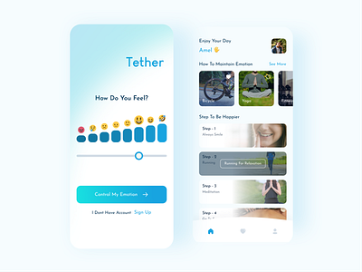 Tether Mental Control - Mobile App app clean design flat health healthy mental minimal mobile mobile app ui uiux website