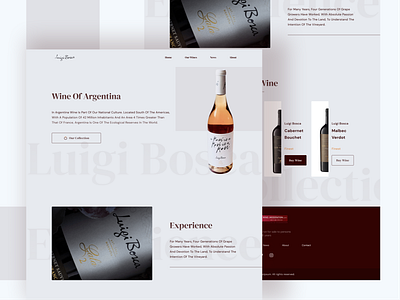 Wine Website Landing Page Design branding design flat illustration logo minimal typography ui uiux web design website