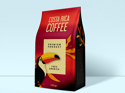 Costa Rica Coffee coffee gradient graphic design illustration packaging parrot pouch