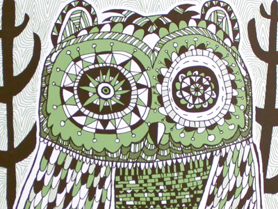Nightowl animal bird folk hand drawn owl pattern tree