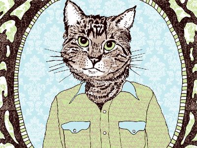 Catman cat illustration merch portrait poster silkscreen