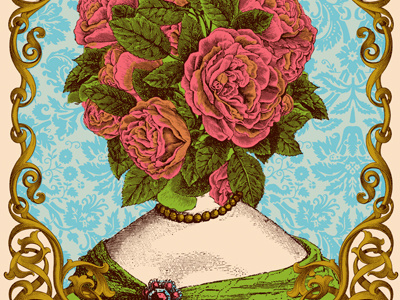 Rosie collage flower portrait screenprint
