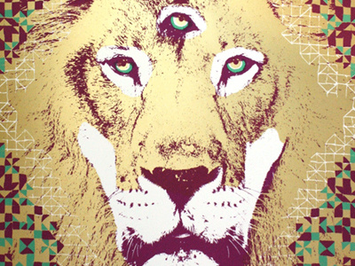 Lion abstract geometric lion poster psychedelic screen print shapes