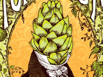 Hoptimumtease beer illustration packaging portrait surreal