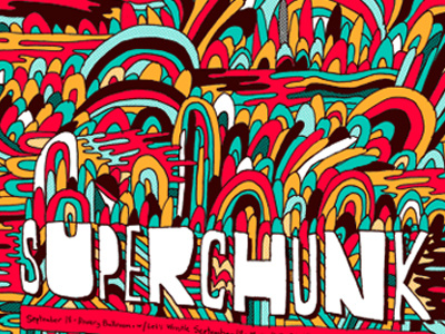 Superchunk geometric gigposter hand lettering illustration psychedelic rock