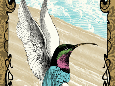 Wilco-RedRocks bird collage illustration merch music poster screenprint