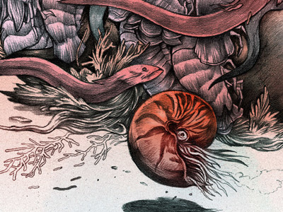 Crop of new piece "Frenzy" for issue 2 of Locus art illustration