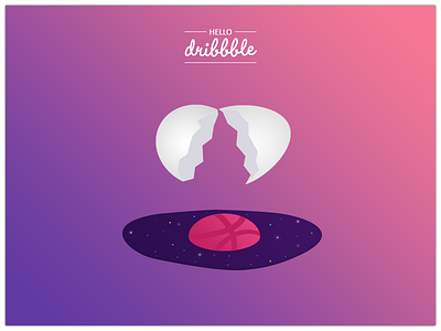Hello Dribbble! broken debut design digital dribbble egg first shot hello dribbble illustration new born