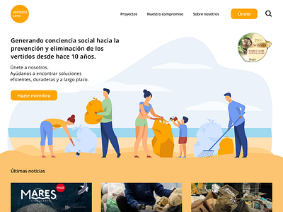 Re-Design Vertidos Cero beach branding design logo nonprofit plastic recycle redesign ux vector vertidoscero wastezero webdesign