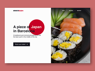 Sushi minimal restaurant hero section - Web design #3 barcelona book booking japan minimal red sushi ui ui design ux ux design web design website design