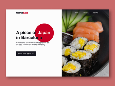 Sushi minimal restaurant hero section - Web design #3