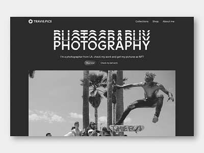 Minimal Hero Section - Web design for photography shop black black and white buy now check my last work collections photography pic shop shopify skate skating store white