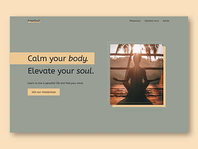 FreeSoul - Hero section - Web design calm design meditation mindfulness relaxation soul ui ui design ux ux design web design