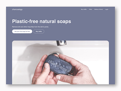 Web design - Hero section - Soap plastic-free solutions. charcoal charcoal soap design flat design hero section soaps ui ui design ux ux design web design