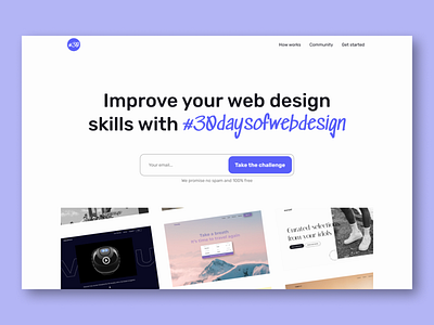 Web design for #30daysofwebdesign - Hero section