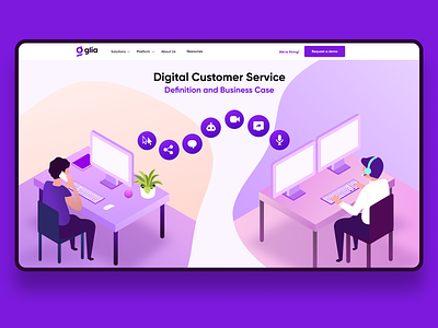 Digital Customer Service cx digital customer service glia illustration ui ux vector web design