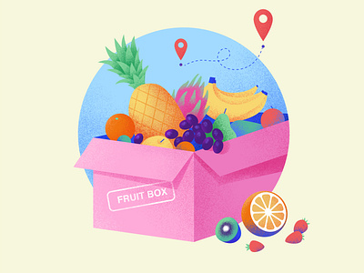 Fruit box delivery illustration