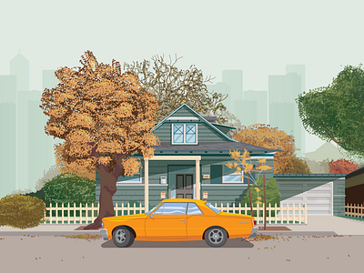Dream of home car daily fence home illustration illustrator nostalgia suburbs