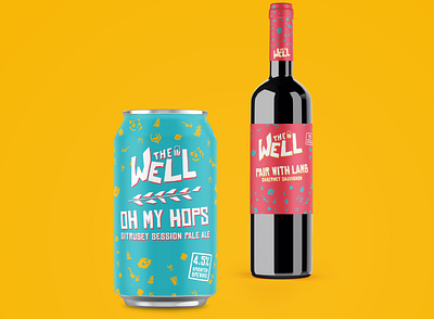 The well beer and wine labels beer beer can brand design branding design graphic design icon label design label packaging labelling logo logo design package packaging typography vivid wine