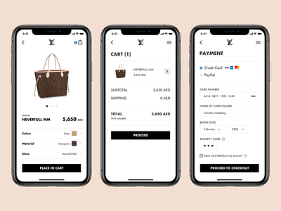 Credit Card Checkout | Louis Vuitton Concept app design flat icon illustration logo minimal typography ui ux