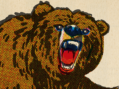 Color Halftone Grizzly Bear