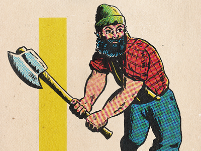 Lumberjack axe color halftone comic comic art comic book halftone illustration lumberjack procreate retro retrosupply