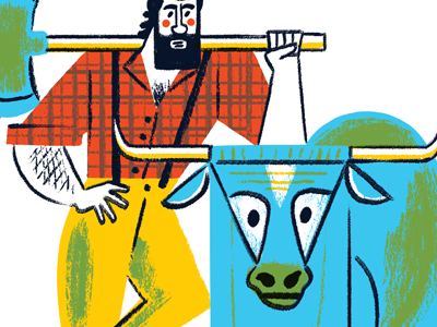 Paul And Babe beard bull bunyan character flannel giant illustration lumberjack ox paul paul bunyan woodsman