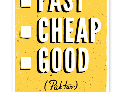 Fast Good Cheap lettering poster print screenprint sign signage