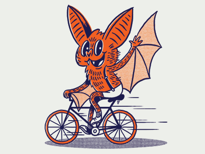 Wave Bat Tee bat bicycle character illustration t shirt tee wave