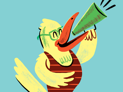HOW Design Competition Bird advertising bird character glasses illustration megaphone retro vintage