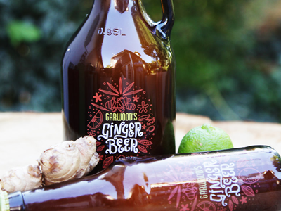Garwood's Ginger Beer Labels bottle branding ginger beer label lettering packaging